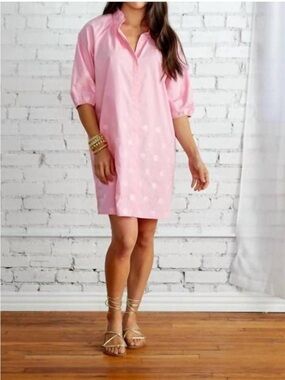 Caryn Lawn Celia Sequin Dot Dress in Pink | One Size